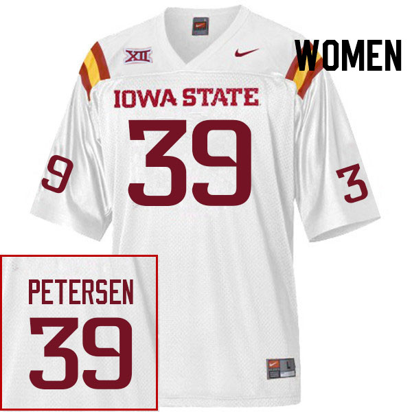 Women #39 AJ Petersen Iowa State Cyclones College Football Jerseys Stitched Sale-White - Click Image to Close